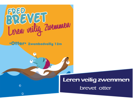 Brevet Leren zwemmen. Brevet Otter_Zwembadveilig 12m_Koninklijke Vilvoordse Zwemschool Phoenix